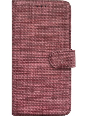 TahTicMer Huawei P Smart 2019 POT-LX1 Kılıf Spor Cüzdan Kumaş Kredi Kartı Para Bölmeli Standlı Rose Gold