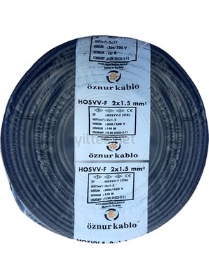 Öznur 2 x 1,5 mm TTR Kablo 9 m Siyah