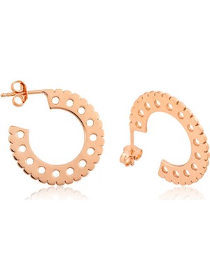 Gumush Gümüş Yuvarlak Desenli Halka Küpe