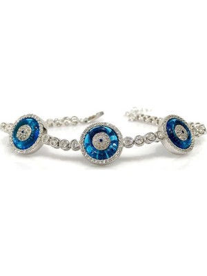 Gumush ​​Gümüş Camgöz Üçlü Suyolu Nazar Bileklik