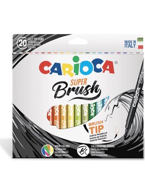 Carioca Süper Brush Keçeli Kalem 20'li Fırça Uçlu Su Bazlı Renkli Kalem Seti