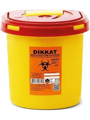 Çelikpençe 5 Adet Kesici ve Delici Tıbbi Enfekte Atık Kutusu 1.3 lt