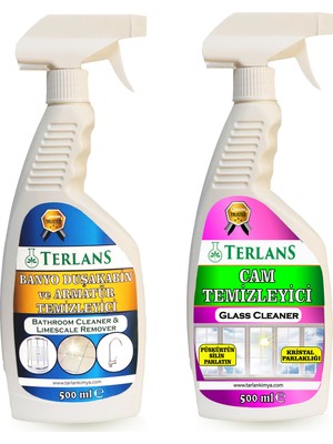 Terlans Banyo Duşakabin ve Armatür Temizleyici 500 ml + Cam Temizleyici Kristal Parlaklık 500ML