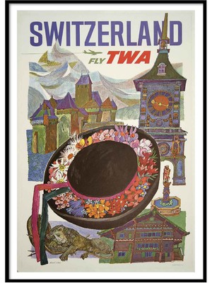 Beril Yamaç Design Studio Switzerland Fly TWA Vintage Reprodüksiyon Poster