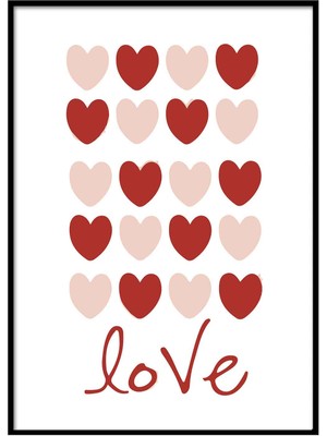 Beril Yamaç Design Studio Sevgiliye Hediye Kalpli Love Tipografik Poster