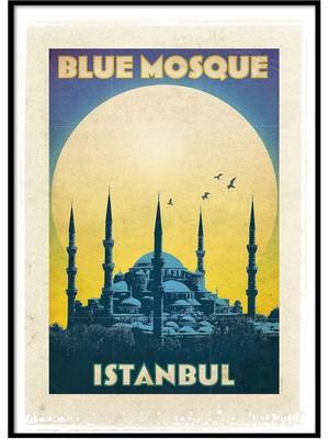 Beril Yamaç Design Studio Blue Mosque Vintage Reprodüksiyon Poster