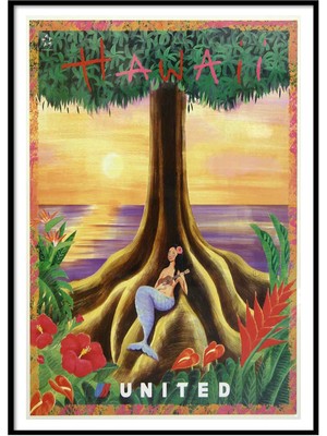 Beril Yamaç Design Studio Hawai UA Vintage Reprodüksiyon Poster