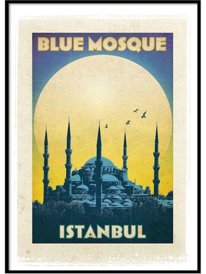 Beril Yamaç Design Studio Blue Mosque Sultanahmet Camii Vintage Reprodüksiyon Poster