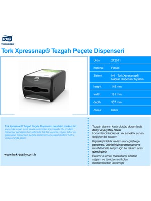 Tork 272511 Xpressnap Tezgah Peçete Dispenseri