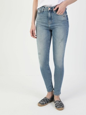 Colins 760 DIANA Yüksek Bel Dar Paça Super Slim Fit Mavi Kadın Jean Pantolon