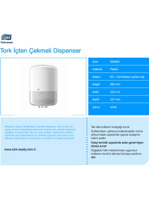 Tork 559000 Içten Çekmeli Dispenser