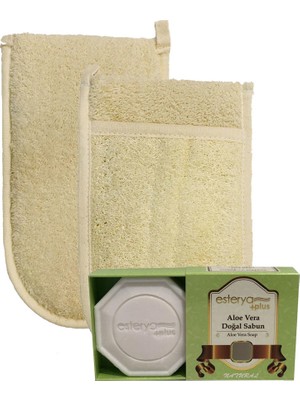 Ipek Naturel Kabak Lifi Kese Çift Taraflı El Geçmeli + Aloe Vera (Aloevera) Sabunu Banyo Hamam Kesesi Spa Seti
