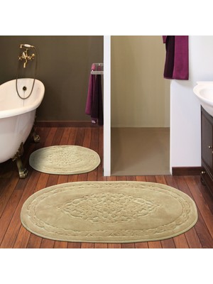 Alanur Home Damaks Oval Cotton 2'li Paspas Cappuccino