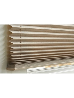 Erikmann Cam Balkon Perdesi Yapıştırmalı Plise Perde 102 gr/m2 Bronz Profil Sütlü Kahve Kumaş 50 x 175 cm