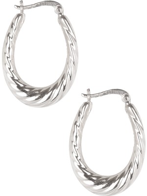 By Barun Oval Burma Küpe - Gümüş Rengi