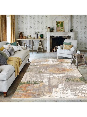 Halı Home Halı Safarin Koleksiyonu 7708A Bej Saçaklı Halı 100 x 200 cm