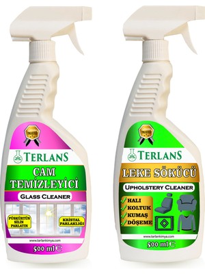Terlans Cam Temizleyici ve Halı Koltuk Döşeme Leke Sökücü 2 x 500 ml