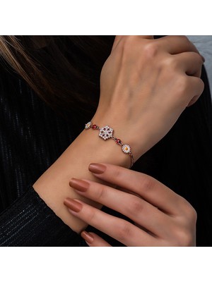 Papatya Silver Kartanesi Papatya Uğur Böceği Mineli Altın Kaplama Gümüş Bileklik