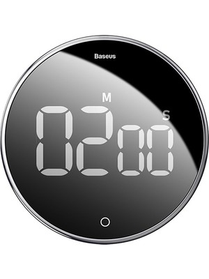 Baseus ACDJS-01  Manyetik Dijital Zamanlayıcı Çalar Masa Saati Gri Oval Metal Kasa ile Şık Tasarım