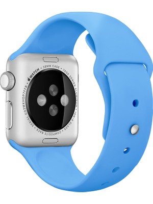 Kyver Apple Watch Seri 7/6/SE/5/4/3 Silikon Kordon 45mm 44mm 42mm Uyumlu Mavi