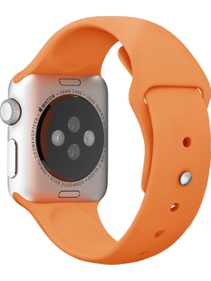 Kyver Apple Watch Seri 7/6/SE/5/4/3 Silikon Kordon 45mm 44mm 42mm Uyumlu Turuncu