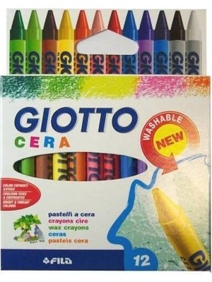Giotto Cera Mum Boya 12'li Renkli ve Yıkanabilir Kalemler Çocuklar İçin