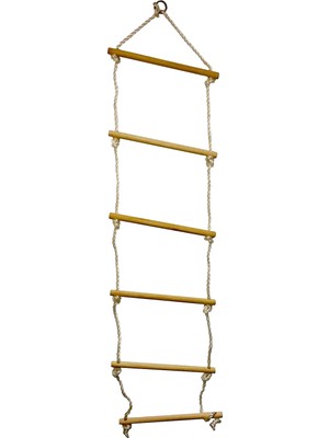 Bundera Ahşap Basamaklı Kaymaz Tekne Havuz Güverte Ip Halat Tırmanma Merdiveni