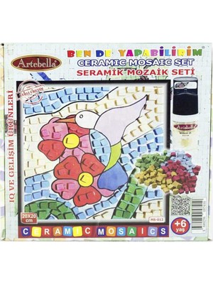 Artebella Seramik Mozaik Set 20x20 cm - Çiçekler ve Kuş