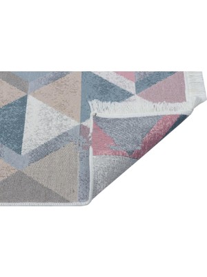 Eko Halı Arya Ar 10 Blue Mavi Pembe Yıkanabilir Pamuk Etnik Kilim 80 x 150 cm