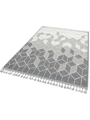 Eko Halı Soho Sh 03 Gri Hav Vermez Etnik Örgü Ince Halı Kilim 130 x 190 cm