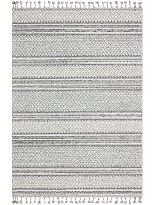 Eko Halı Soho Sh 05 Ivory Gri Hav Vermez Etnik Örgü Ince Halı Kilim 80 x 150 cm