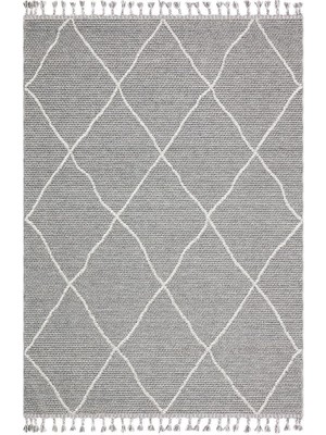 Eko Halı Soho Sh 02 Grey Gri Hav Vermez Etnik Örgü Ince Halı Kilim 80 x 150 cm