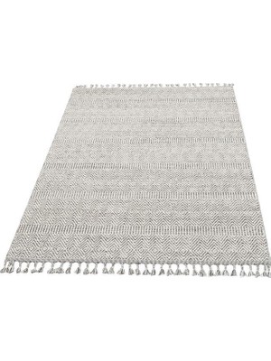 Eko Halı Soho Sh 01 Grey Gri Hav Vermez Etnik Örgü Ince Halı Kilim 80 x 150 cm