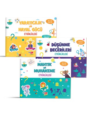 Dikkat Atölyesi Yayınları 4 - 6 Yaş Evde Etkinlik Kitap Seti 3'lü -(Düşünme Becerileri, Mantık ve Muhakeme, Yaratıcılık ve Hayal Gücü)