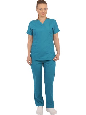Emel Şahin Tekstil Dr Hemşire Petrol Yeşili Yarasa Kol Forma Takım 36