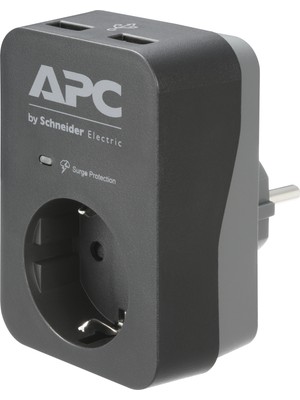 Schneider Electric APC Tekli Akım Korumalı Priz + 2 USB Hızlı Şarj, PME1WU2B-GR