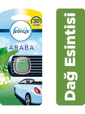 Febreze Araba Kokusu Dağ Esintisi 2ml 30 Güne Kadar Ferahlık Sağlayan Klipsli Kullanım