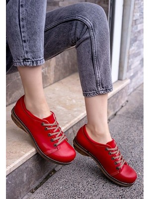 8Stil Beliniya Kırmızı Cilt Oxford Ayakkabı