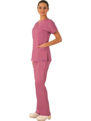 Emel Tekstil Doktor Lila Hemşire V Yaka Yarasa Kol Forma Takım 34