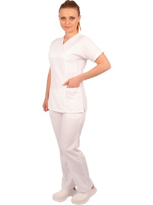 Emel Tekstil Doktor Hemşire Beyaz Yarasa Kol Takım Forma 34