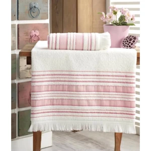 Louis Marie Banyo Havlu Takımı 70 x 140 cm ve 50 x 90 cm Koyu Pudra