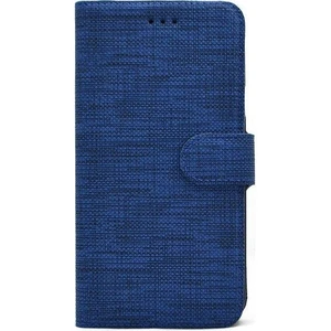 Samsung j6 Plus j610 Kılıf Spor Cüzdan Kumaş Kredi Kartı Para Bölme Standlı Mavi