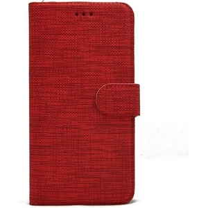 Xiaomi Mi 9 SE Kılıf Spor Cüzdan Kumaş Kredi Kartı Para Bölmeli Standlı Kırmızı