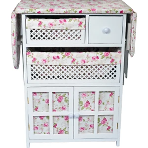 Dolaplı Ütü Masası Pembe Çiçek Desenli