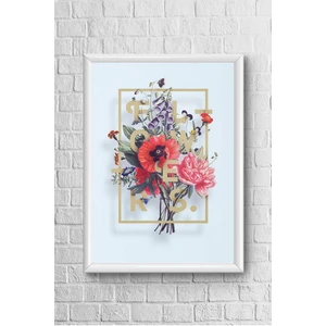 Lyn Home Kırmızı Karanfil Çerçeveli Poster Tablo 23,5 x 33,5 cm
