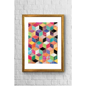 Lyn Home Renkli Geo Desenler Çerçeveli Poster Tablo 23,5 x 33,5 cm