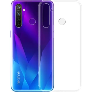 Tekno Grup Realme 5 Pro Kılıf Darbe Emici Süper Silikon Kılıf Şeffaf + Cam Ekran Koruyucu