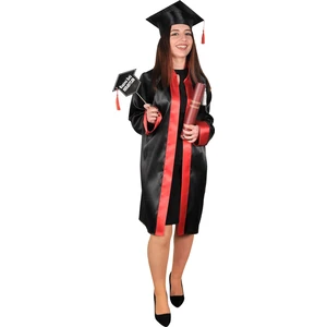 Mezuniyet Cübbesi Lise Siyah Kırmızı Paket Ürün