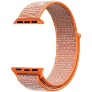 Apple Watch 1-2-3-4-5 Uyumlu 42 - 44 mm Spor Loop Kordon Turuncu