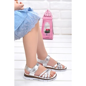 Kiko Şb 2469 78  Kız Çocuk Sandalet Terlik Gümüş